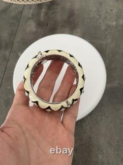 EMA Sterling Silver & Gold Tone Enamel Bangle Bracelet