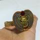 Egyptian Scarab Bracelet Gold-plated Brass With Red & Blue Enamel, Vintage