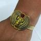 Egyptian Scarab Bracelet Gold-plated Brass With Red & Blue Enamel, Vintage