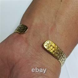 Egyptian Scarab Bracelet gold-plated brass with red & blue enamel, vintage