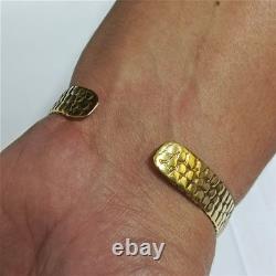 Egyptian Scarab Bracelet gold-plated brass with red & blue enamel, vintage