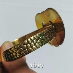 Egyptian Scarab Bracelet gold-plated brass with red & blue enamel, vintage