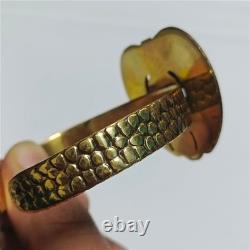 Egyptian Scarab Bracelet gold-plated brass with red & blue enamel, vintage