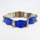 Einar Modahl Sterling Silver Norway Blue Enamel Scene Panel Bracelet 7.5 Long