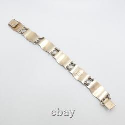 Einar Modahl Sterling Silver Norway Blue Enamel Scene Panel Bracelet 7.5 Long