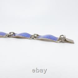 Einar Modahl Sterling Silver Norway Blue Enamel Scene Panel Bracelet 7.5 Long