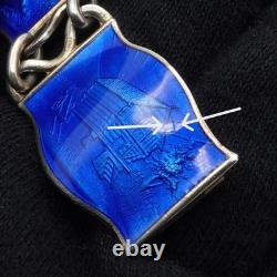 Einar Modahl Sterling Silver Norway Blue Enamel Scene Panel Bracelet 7.5 Long