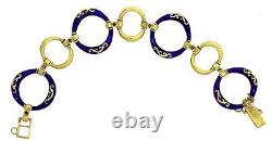 Elegant Ladies Estate 18K 750 Yellow Gold Blue Enamel Circle Sapphire Bracelet