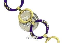 Elegant Ladies Estate 18K 750 Yellow Gold Blue Enamel Circle Sapphire Bracelet