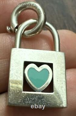 Enamel Blue Love Heart Charm For Bracelet With Charm Ring TIFFANY & CO 925