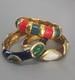 Erwin Pearl & Robert Blue Vintage Hinged Enameled Bangle Bracelets Lot Of 3