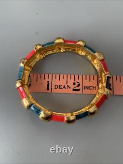 Erwin Pearl & Robert Blue Vintage Hinged Enameled Bangle Bracelets Lot Of 3