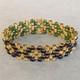 Estate Blue & Green Enamel Link Reversible Bracelet In 14k Yellow Gold Over 7