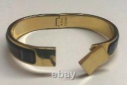 Estate Hermes Gold Clic Clac Blue Enamel Multicolor Fashion Bracelet