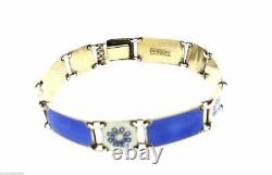 Estate Norway Sterling Silver Blue and White Enamel Bracelet 7.25