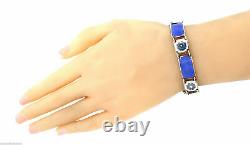 Estate Norway Sterling Silver Blue and White Enamel Bracelet 7.25