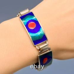 Estate Perli Sterling Silver & Blue Enamel Bracelet