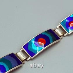 Estate Perli Sterling Silver & Blue Enamel Bracelet