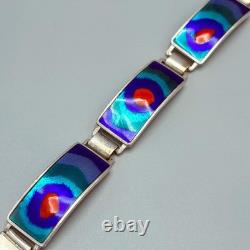 Estate Perli Sterling Silver & Blue Enamel Bracelet