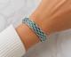 Estate Sterling Silver 925 Teal Enamel Hinged Bangle 6.5in 13.6mm 29.2g