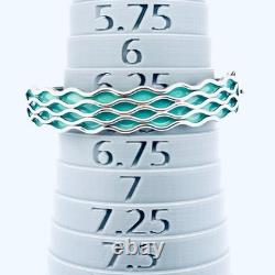 Estate Sterling Silver 925 Teal Enamel Hinged Bangle 6.5in 13.6mm 29.2g