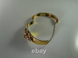 Etruscan Revival Victorian 14K Gold Enamel Bangle Bracelet Natural Pearls Blue