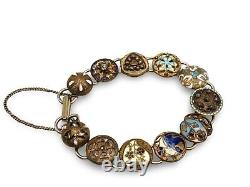 Exquisite Vintage French Victorian Enamel Button Bracelet Pre-1920 Era