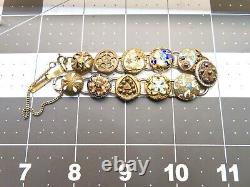 Exquisite Vintage French Victorian Enamel Button Bracelet Pre-1920 Era