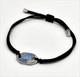 Fendi Bracelet Hexagonal Silver Plaque Blue Enamel Ff Logo Black Cord 10.2log