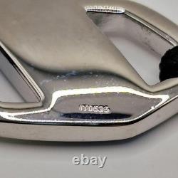 FENDI Bracelet Hexagonal Silver Plaque Blue Enamel FF Logo Black Cord 10.2log