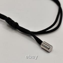 FENDI Bracelet Hexagonal Silver Plaque Blue Enamel FF Logo Black Cord 10.2log