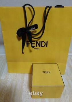 FENDI Bracelet Logo Glass Beads FF Enamel Logo Light Blue Size M with Box