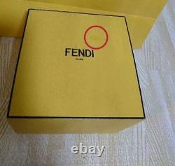 FENDI Bracelet Logo Glass Beads FF Enamel Logo Light Blue Size M with Box