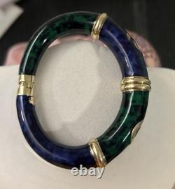 FLLI MENEGATTI Vintage Gold Vermeil 925 Sterling Blue/Green Enamel Bracelet