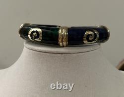 FLLI MENEGATTI Vintage Gold Vermeil 925 Sterling Blue/Green Enamel Bracelet