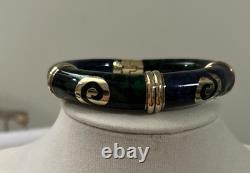 FLLI MENEGATTI Vintage Gold Vermeil 925 Sterling Blue/Green Enamel Bracelet