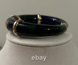 FLLI MENEGATTI Vintage Gold Vermeil 925 Sterling Blue/Green Enamel Bracelet