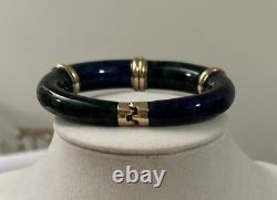 FLLI MENEGATTI Vintage Gold Vermeil 925 Sterling Blue/Green Enamel Bracelet