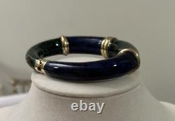 FLLI MENEGATTI Vintage Gold Vermeil 925 Sterling Blue/Green Enamel Bracelet
