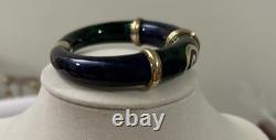 FLLI MENEGATTI Vintage Gold Vermeil 925 Sterling Blue/Green Enamel Bracelet