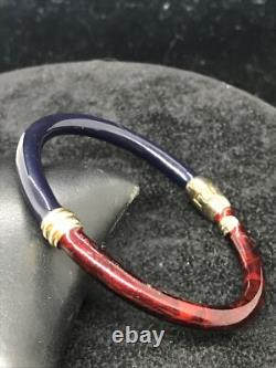FLLI MENEGATTI Vintage Vermeil Gold 925 Sterling Red & Blue Enamel Bracelet
