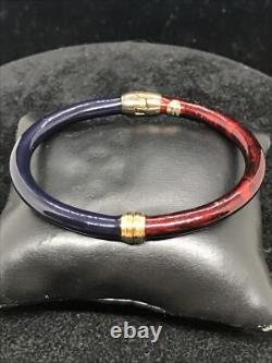 FLLI MENEGATTI Vintage Vermeil Gold 925 Sterling Red & Blue Enamel Bracelet