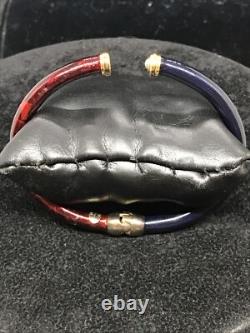 FLLI MENEGATTI Vintage Vermeil Gold 925 Sterling Red & Blue Enamel Bracelet