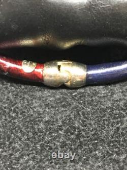 FLLI MENEGATTI Vintage Vermeil Gold 925 Sterling Red & Blue Enamel Bracelet