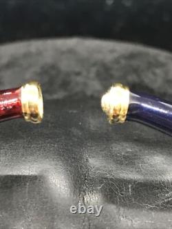 FLLI MENEGATTI Vintage Vermeil Gold 925 Sterling Red & Blue Enamel Bracelet