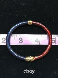 FLLI MENEGATTI Vintage Vermeil Gold 925 Sterling Red & Blue Enamel Bracelet
