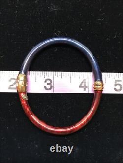 FLLI MENEGATTI Vintage Vermeil Gold 925 Sterling Red & Blue Enamel Bracelet