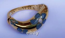 FLLI MENEGATTI vermeil Gold Blue Enamel Bangle Bracelet MENEGATTI gold silver