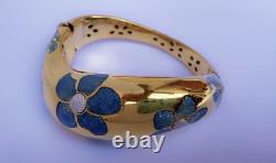FLLI MENEGATTI vermeil Gold Blue Enamel Bangle Bracelet MENEGATTI gold silver