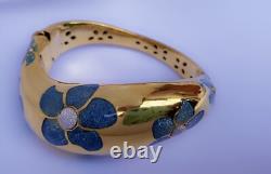 FLLI MENEGATTI vermeil Gold Blue Enamel Bangle Bracelet MENEGATTI gold silver